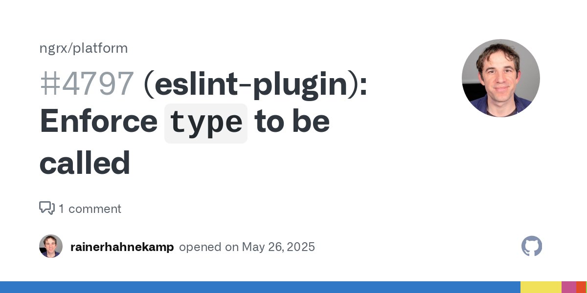 rainerhahnekamp's tweet card. Which @ngrx/* package(s) are relevant/related to the feature request? eslint-plugin Information For certain APIs, users need to use the type function to define a type. Common areas are in signalSto...