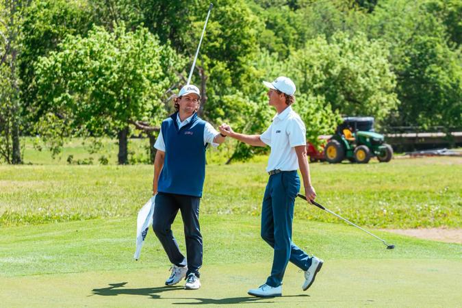 DBU_GOLF's tweet card. After the first day of the Super Regional, the Patriots are tied for sixth place at nine under. Sam Jenkins and Brecken Franklin posted rounds of four under to lead DBU in scoring, and the team is...