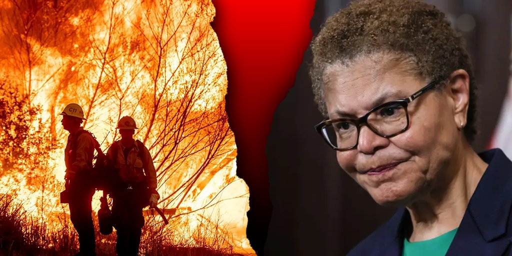 foxnewspolitics's tweet card. In a Vice News interview, Los Angeles Mayor Karen Bass addresses her controversial Ghana trip and the subsequent removal of LAFD Chief Kristin Crowley following the devastating Los Angeles fires.