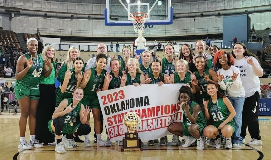YurViewOK's tweet card. Jones 3-Peats as 3A Girls Hoops Champ