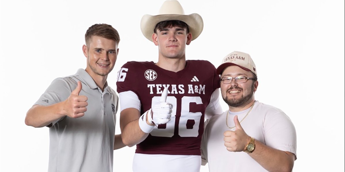 GigEm247's tweet card. Jacobson chose Texas A&M over Iowa State, Notre Dame, Stanford among others.
