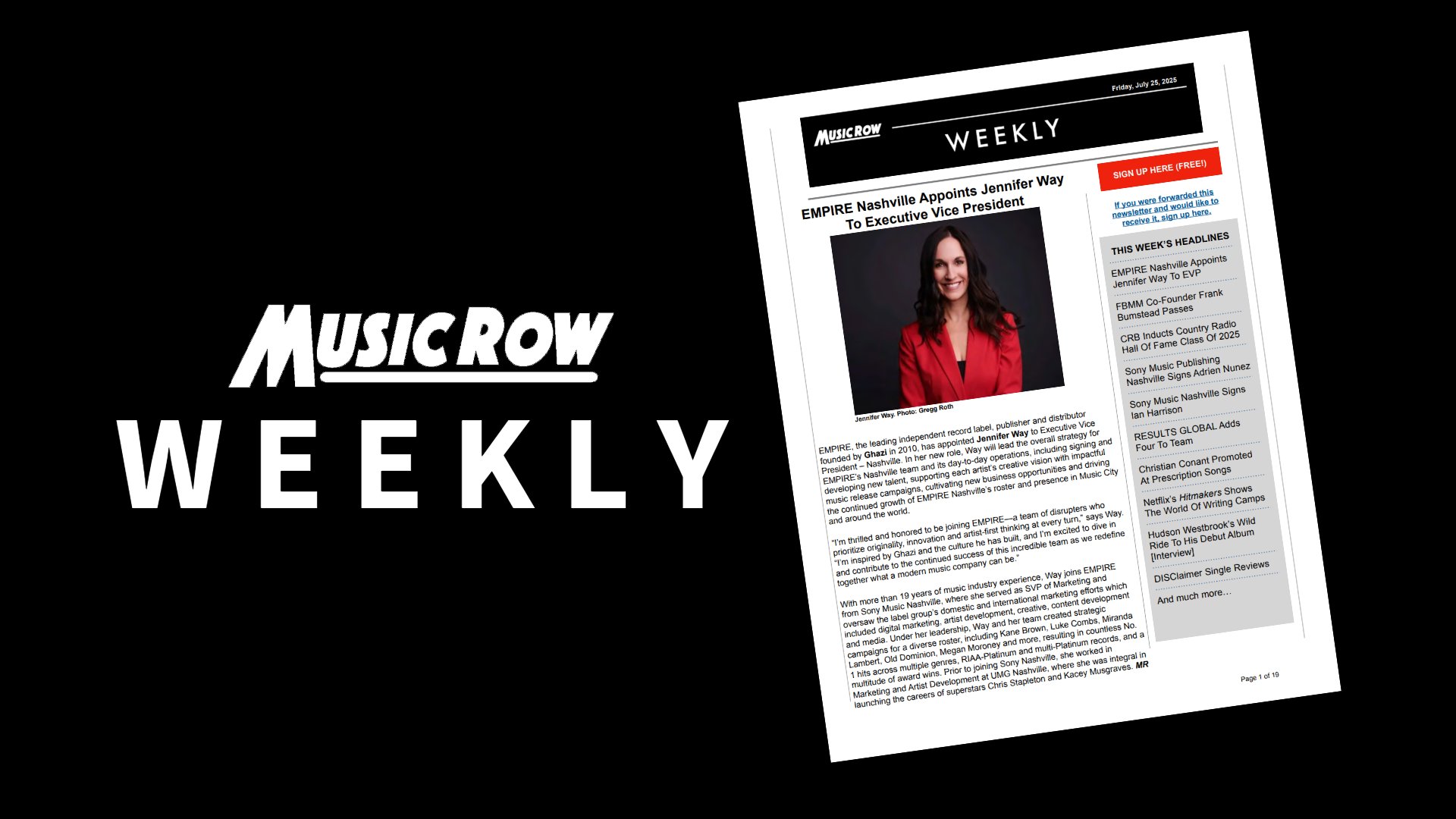 MusicRow's tweet card. This week’s edition of The MusicRow Weekly reflects both the vibrant evolution and heartfelt [...]