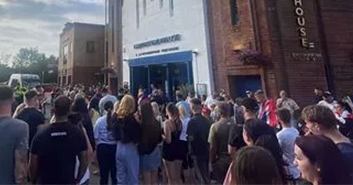 bobmca1's tweet card. The incident allegedly unfolded as crowds gathered to protest in Nottinghamshire.