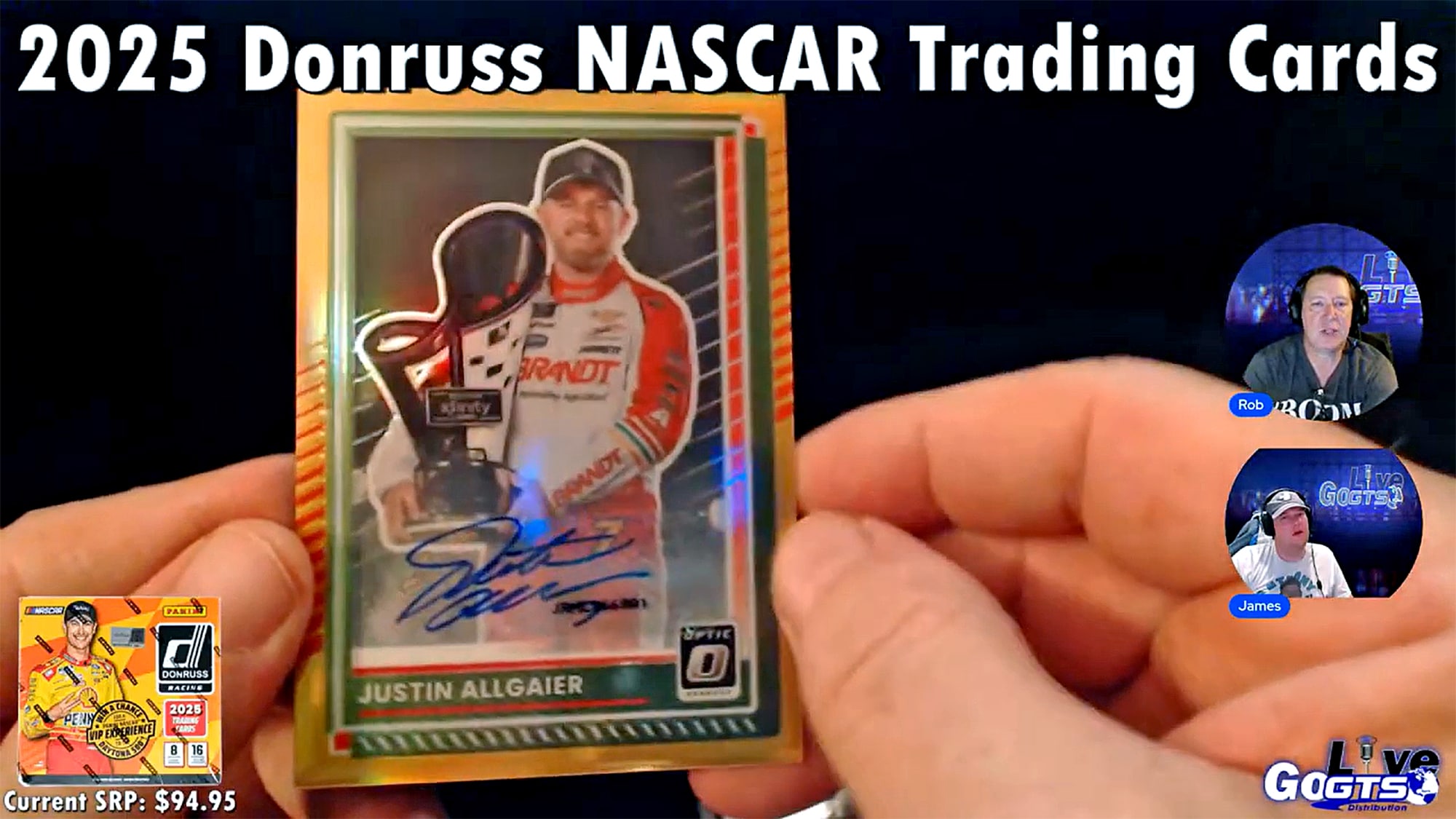 GoGTSLive's tweet card. Box Break: 2025 Donruss Racing NASCAR Trading Cards - The guys from Go GTS Live ripped a box of this revved up NASCAR trading card product from July 24th's episode!