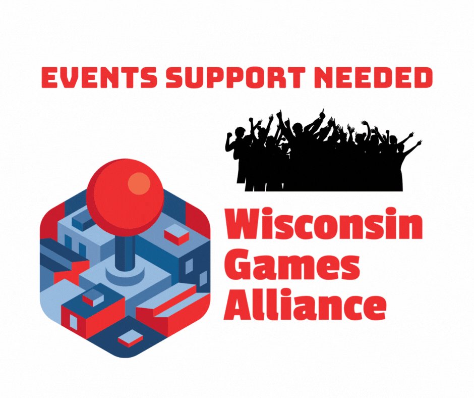 eventsforgamers's tweet card. We’re looking for events support for the Wisconsin Games Alliance! We all are unpaid volunteers, as is this role, for a non-profit organization, but it’s a great opportunity to build industry...