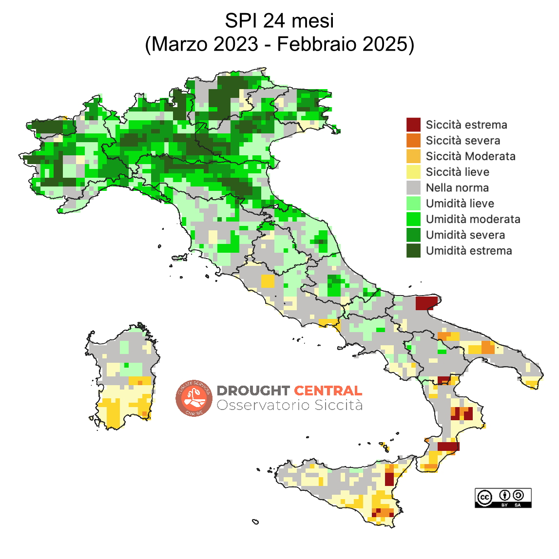 Droughtcentral's tweet card. Bollettino Febbraio 2025 - Drought Central