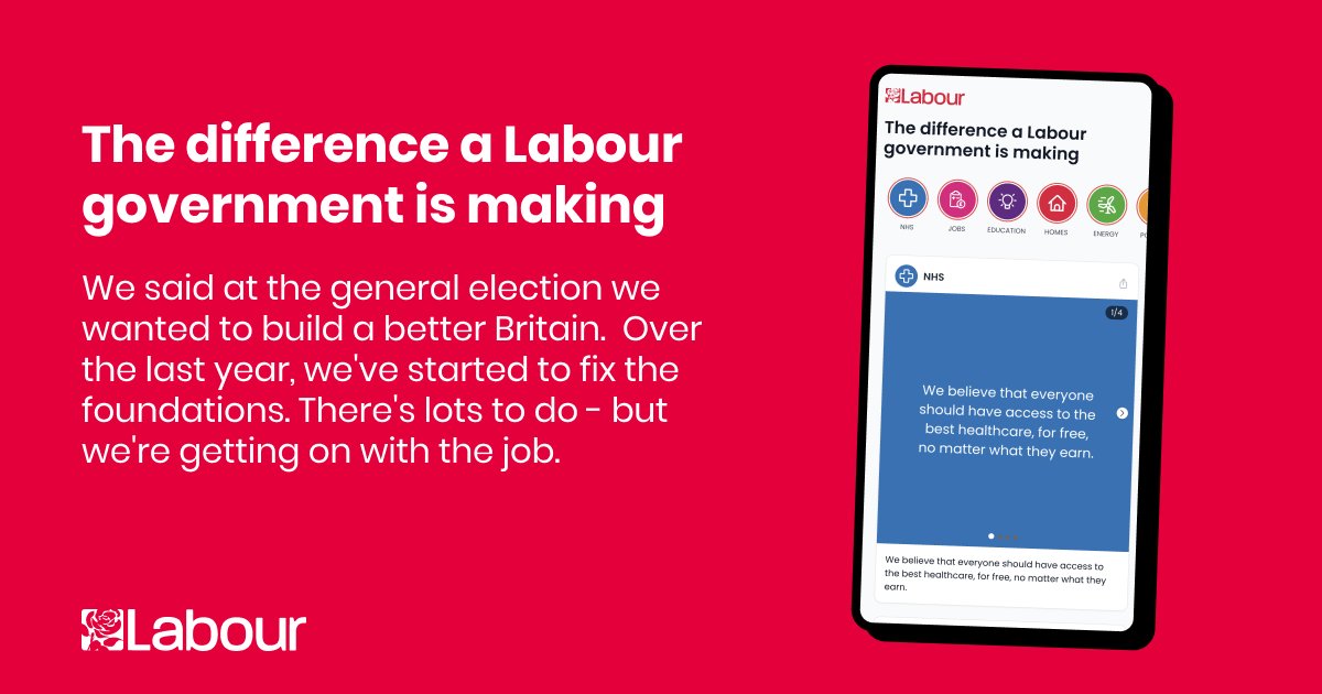RobNewmanLab's tweet card. We said at the general election we wanted to build a better Britain. Over the last year, we've started to fix the foundations. There's lots to do - but we're getting on with the job.