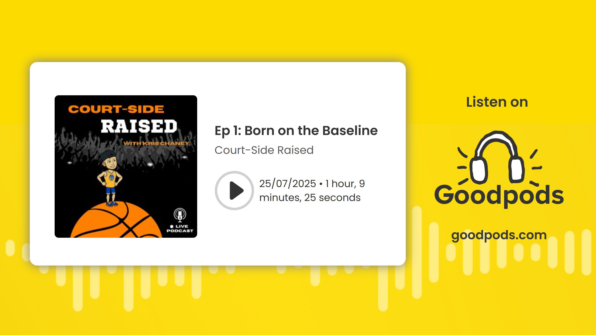 courtside_pod's tweet card. 🎙️ Court-Side Raised – Episode 1: Born on the BaselineEpisode Summary:In this debut episode of Court-Side Raised, Kris shares a little bit about w...
