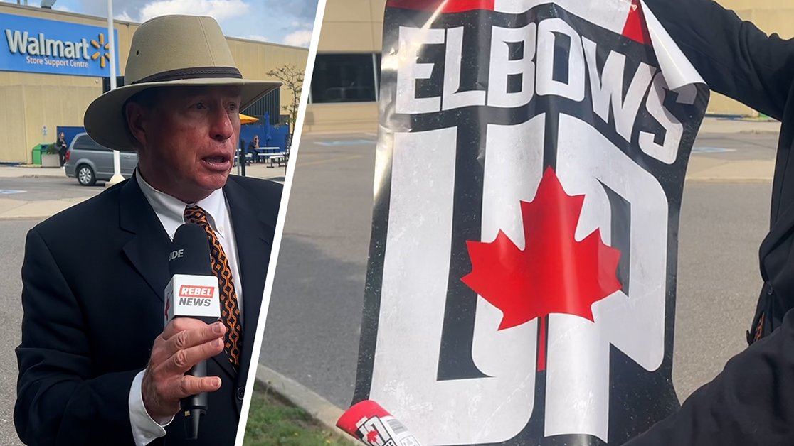 TheMenzoid's tweet card. Rebel News journalist David Menzies questions why Walmart Canada appears to be embracing a Liberal Party of Canada campaign slogan.