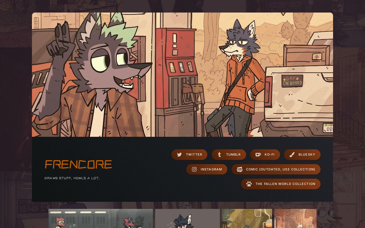 FreneticWolf's tweet card. Blue wolf artist guy