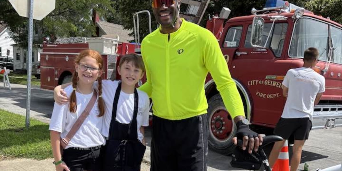 JeffAngeloRadio's tweet card. A former professional basketball player who can’t be missed was spotted during RAGBRAI in Oelwein on Friday.