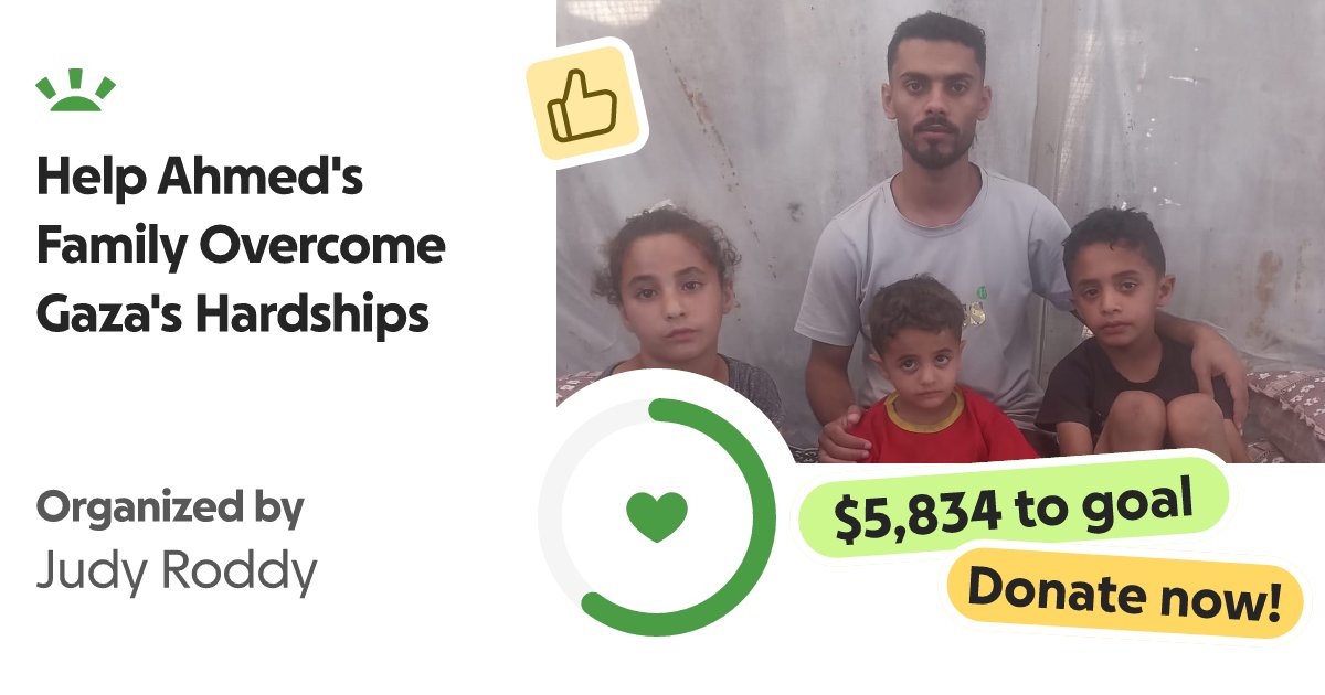 nevillongbott0m's tweet card. Hi my name is Judy I live in America and I set up this gofundme to help my fr… Judy Roddy needs your support for Help Ahmed's Family Overcome Gaza's Hardships