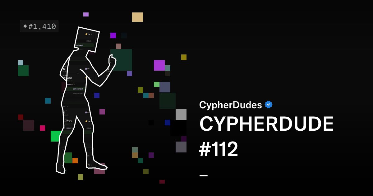 CYD_SALES_BOT's tweet card. THE CYPHERDUDES Cypherdudes is a generative onchain cryptoart series paying tribute to the Cypherpunk movement. This series takes up the graphic universe of a character that FelixFelixFelix invented...