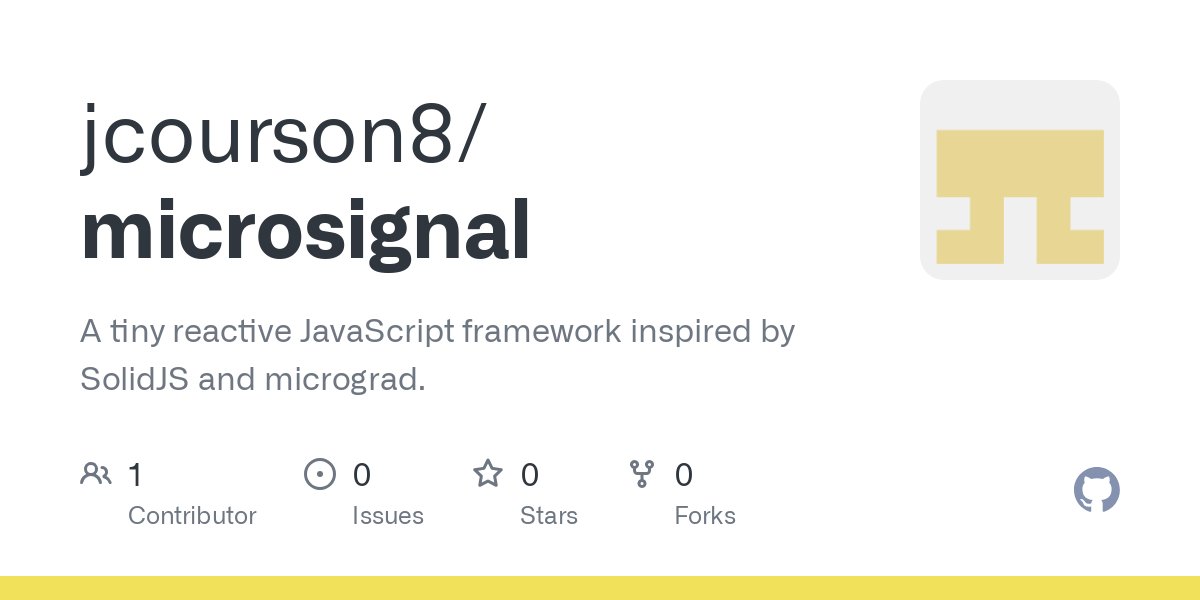 SharingPsyche's tweet card. A tiny reactive JavaScript framework inspired by SolidJS and micrograd. - jcourson8/microsignal