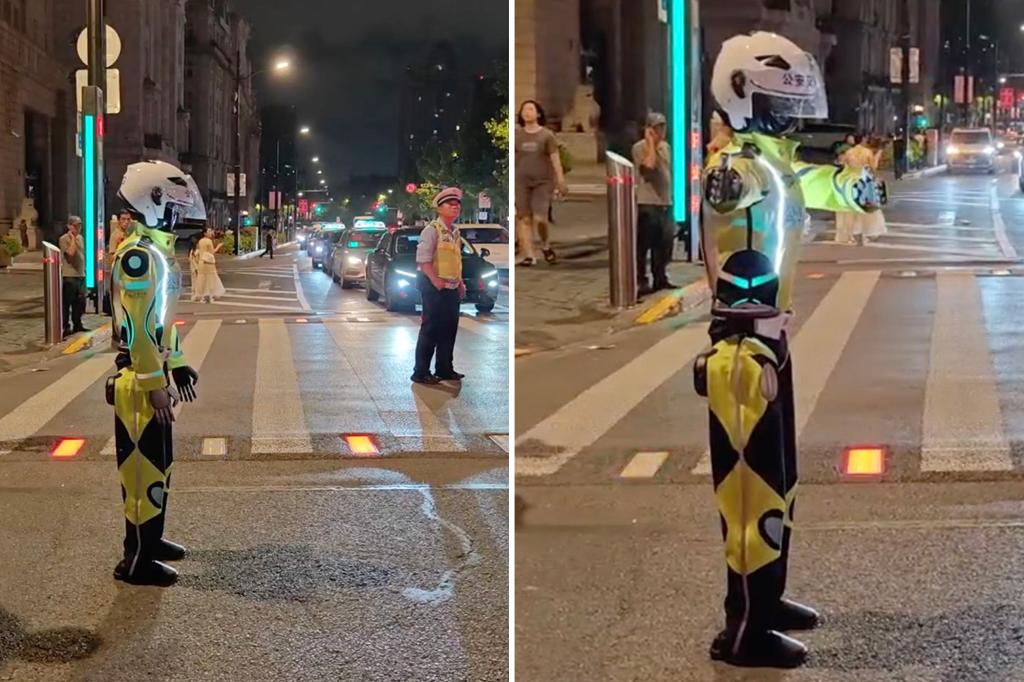 doppingtest's tweet card. During the demonstration, the robot gave voice instructions to pedestrians, such as “Red light, please stop.”