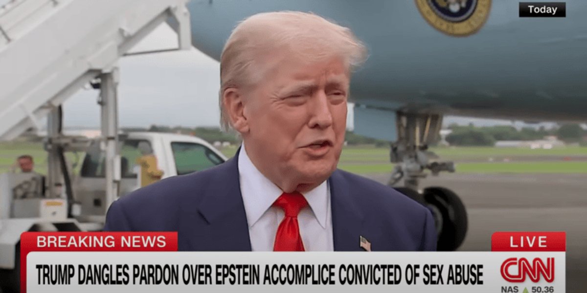 therealgregjack's tweet card. President Donald Trump denied considering a pardon for convicted sex trafficker Ghislaine Maxwell, telling reporters he "hasn't thought about it" while acknowledging he has the power to do so. But...