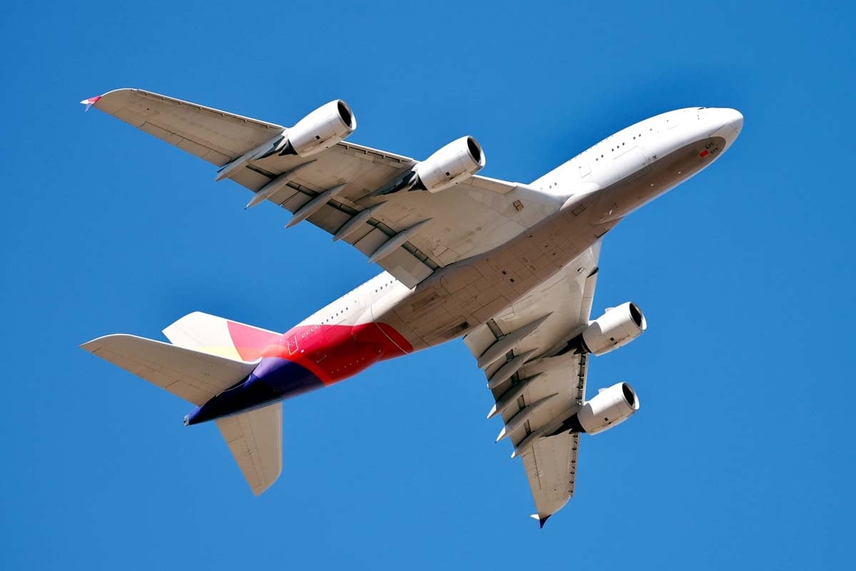 merkmaljp's tweet card. 技術革新により、飛行機はかつてない大型化を遂げている。世界最大の旅客機エアバスA380は最大853人を運ぶ超大型機で、全長73m、翼幅79.8mの2階建て構造だ。