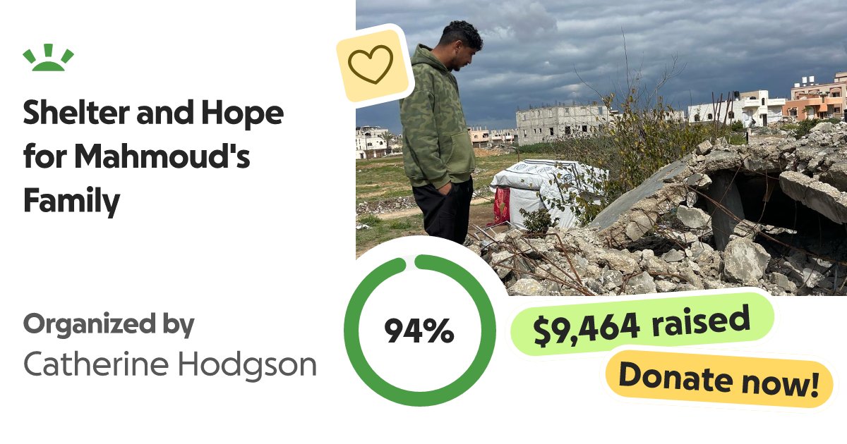 nevillongbott0m's tweet card. My name is Mahmoud, and I'm part of a family of five who have been living in a… Catherine Hodgson needs your support for Shelter and Hope for Mahmoud's Family