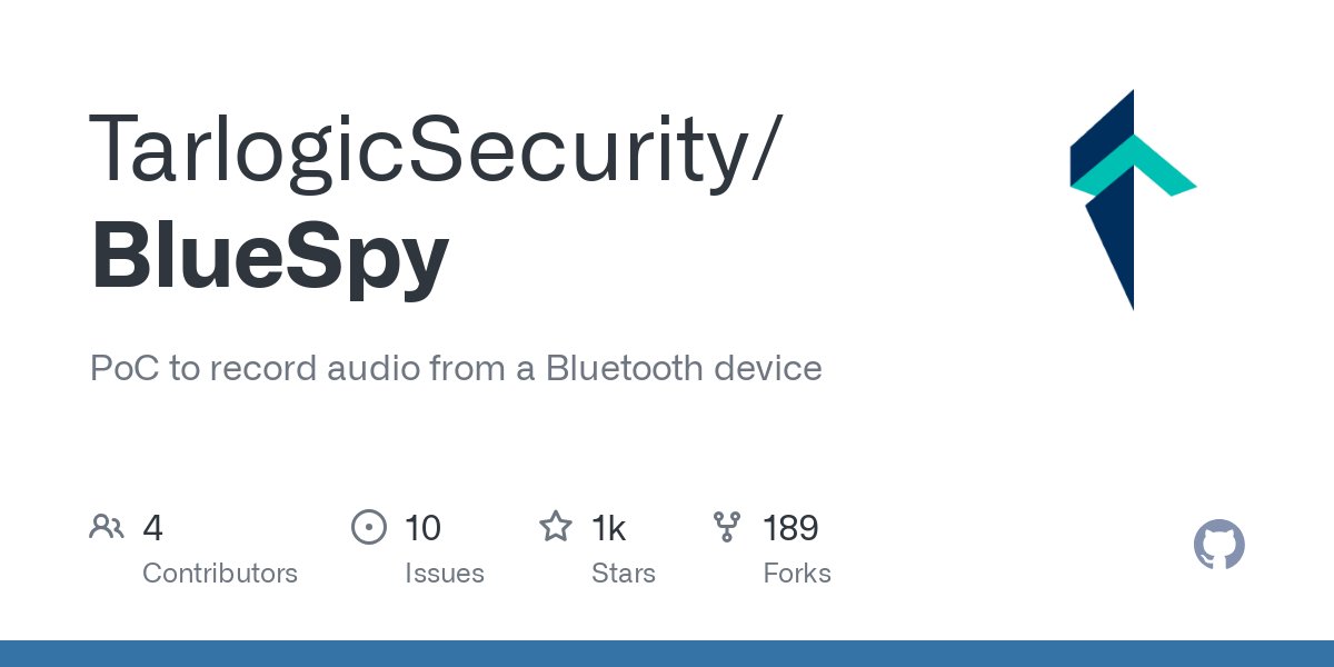 Tarlogic's tweet card. PoC to record audio from a Bluetooth device. Contribute to TarlogicSecurity/BlueSpy development by creating an account on GitHub.