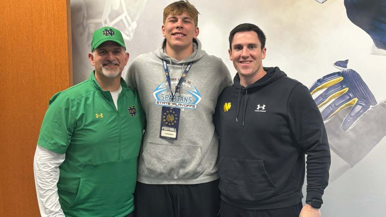 ISDUpdate's tweet card. 2027 Illinois offensive lineman Cameron Wagner is looking forward to getting back to South Bend soon.