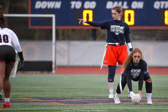 KCGiants's tweet card. LA PLUME, Pa.-  After one season of club competition at Keystone College, the Giants women's flag football program now has a spot in NCAA competition.