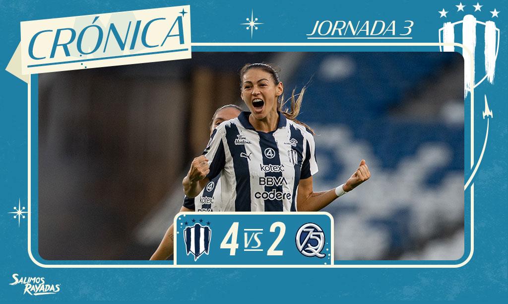 Rayadas's tweet card. Con temática de Los Cuatro Fantásticos, el Monterrey vence a Querétaro