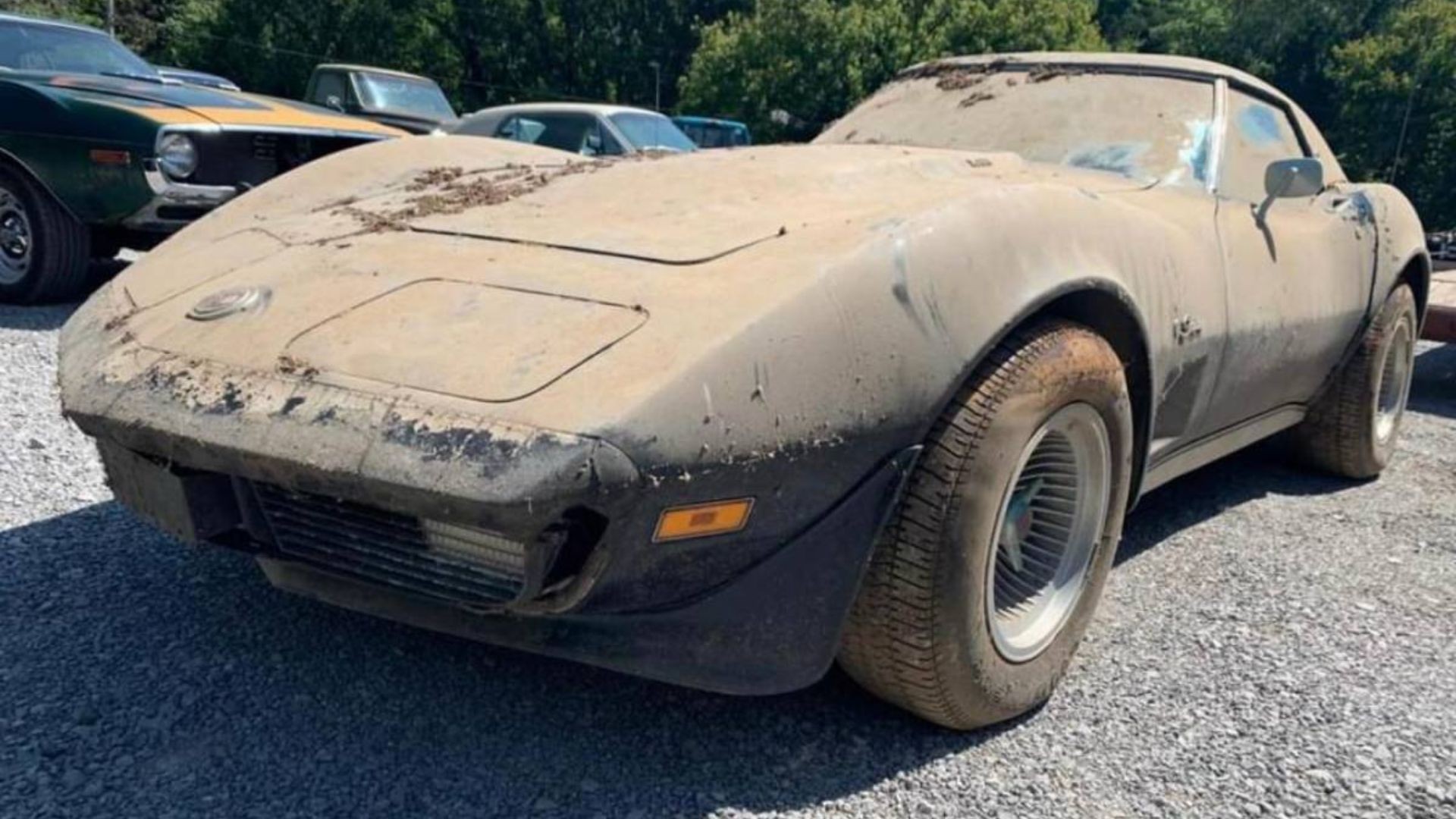 barnfinds's tweet card. This 1974 Chevrolet Corvette L-82 Convertible is a genuine barn find, discovered in East Tennessee after years of storage. Showing 80,000 miles and equipped with both a soft top and a removable...