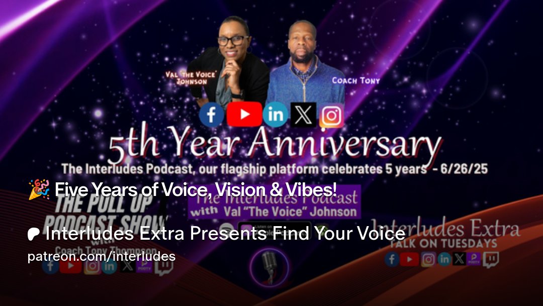 purelighthouse's tweet card. Get more from Interludes Extra Presents Find Your Voice on Patreon