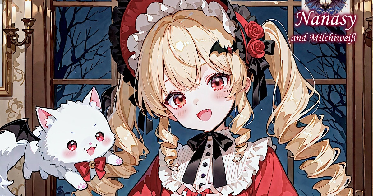 iwasiman's tweet card. この作品は「Stable Diffusion XL」で生成された「金髪 ゴシック 吸血鬼 ロリータ ロリィタ ドリルヘアー 金髪ドリル吸血鬼ナナシー 白の魔獣ミルヒヴァイス お茶会へようこそ ふしぎな夜のお茶会」タグがついた「いわしまん」さんのAIイラストです。プロンプト・呪文も掲載されています。