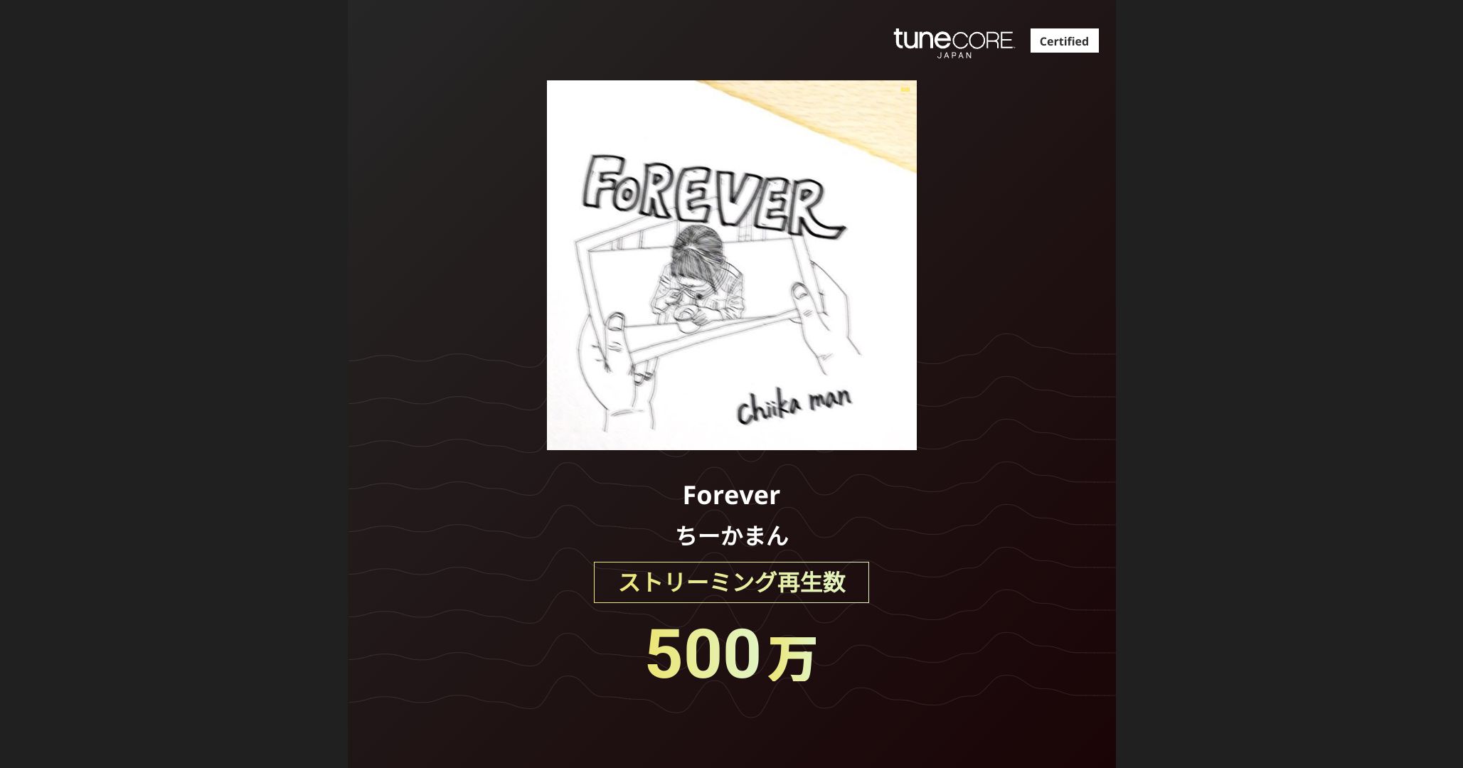 chiika_man1019's tweet card. TuneCoreアーティストマイルストーンはTuneCore Japanから配信されている全配信ストアストリーミングにおける累計再生回数です。