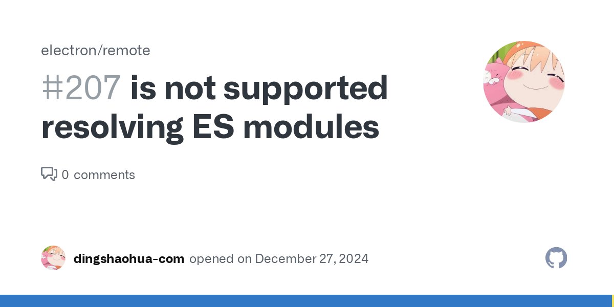 azu_re's tweet card. when i us remote at main.js import remote from '@electron/remote/main'; console.log(111, remote); i got like this: App threw an error during load Error [ERR_UNSUPPORTED_DIR_IMPORT]: Directo...