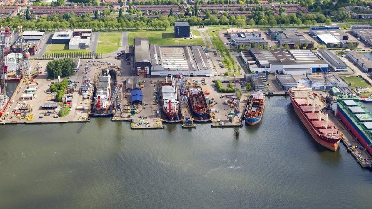 AT5's tweet card. Praten, botsende belangen en onbegrip: hoe 9600 woningen bij scheepswerf Damen in de ijskast belandden