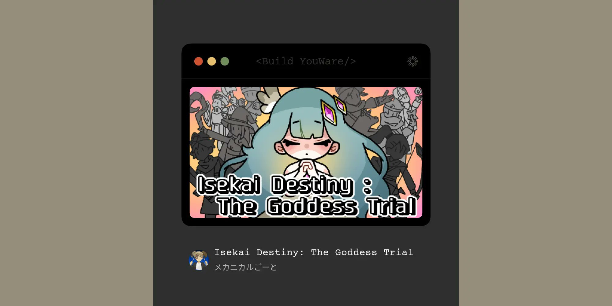 goat_mechanical's tweet card. An RPG game about reincarnation and goddess trials in a fantasy world.