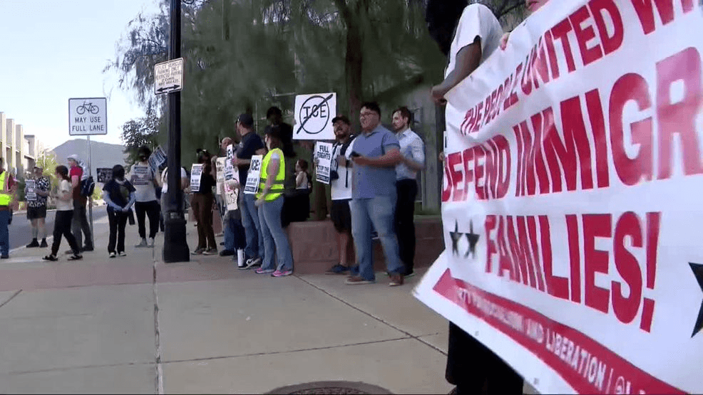 News3LV's tweet card. Protests against President Donald Trump's immigration policies continue across the country, including in Southern Nevada, where on Friday night, dozens of demon