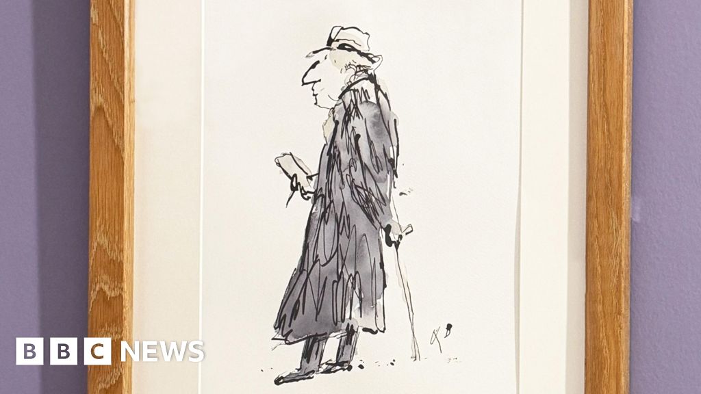 BBCRadioManc's tweet card. Sir Quentin Blake initially declined to do a portrait of the Salford artist for a new exhibition.