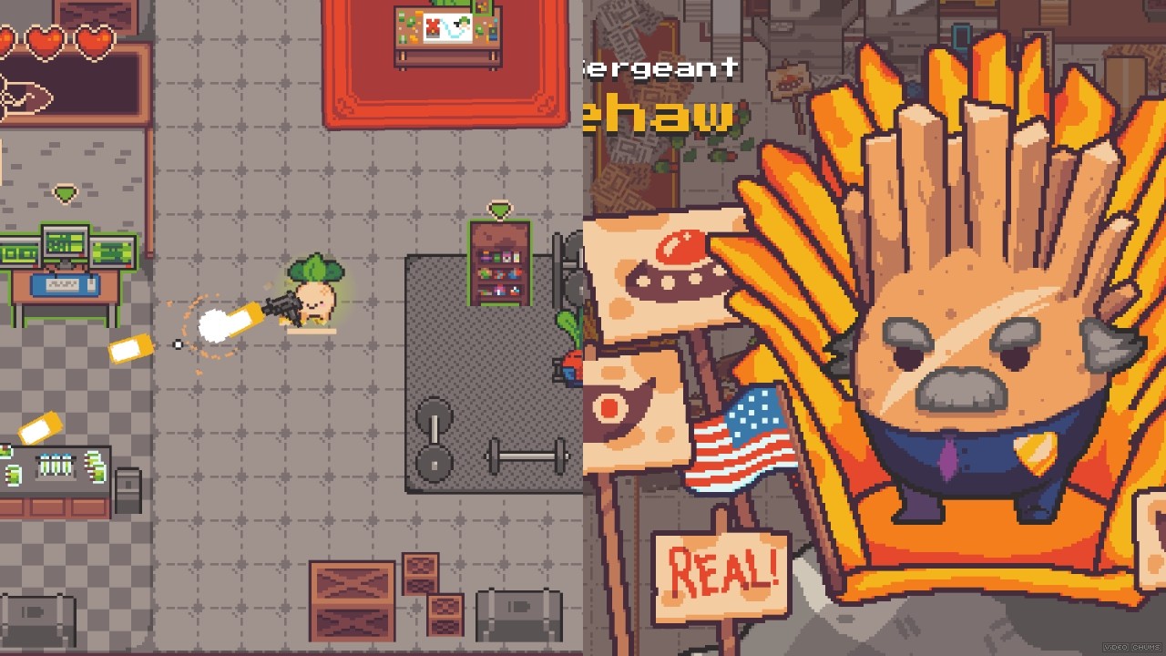 VideoChums's tweet card. Are you in the mood for a goofy game that'll make you laugh as you try and beat the clock? Here's the hilarious Turnip Boy Robs a Bank.