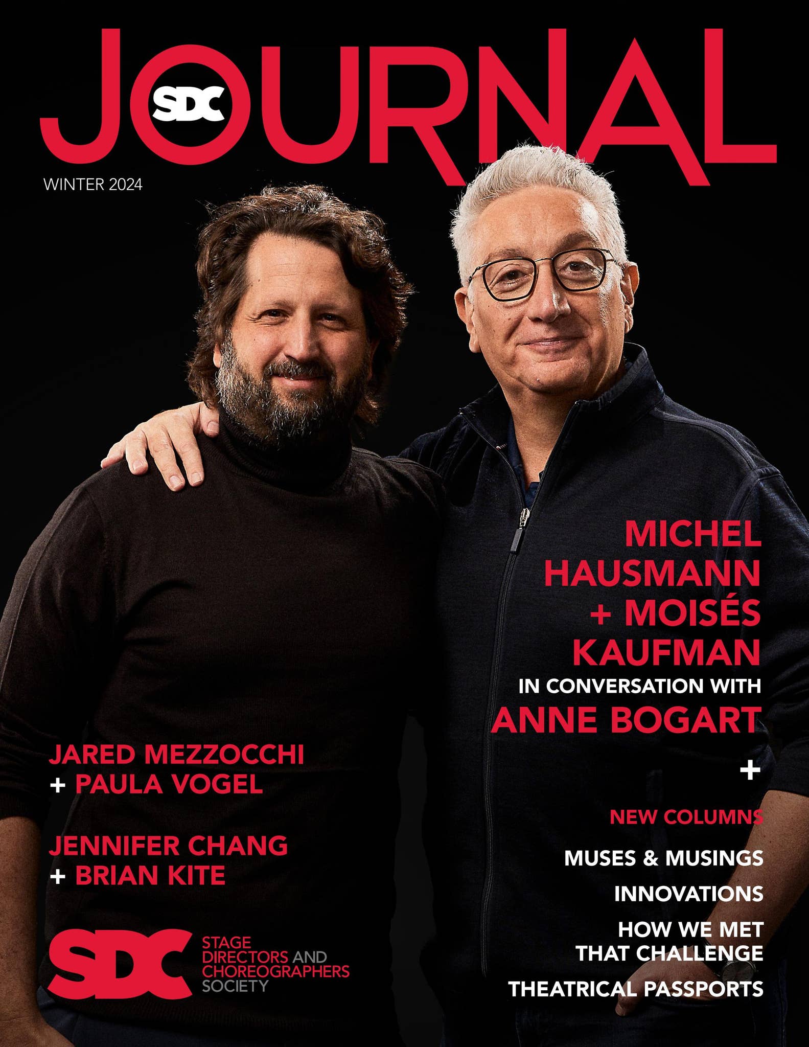 TectonicTheater's tweet card. The Winter 2024 issue of SDC Journal celebrates directors and choreographers considering what theatre can do for the world. The magazine includes longtime collaborators Michel Hausmann and Moisés Kauf