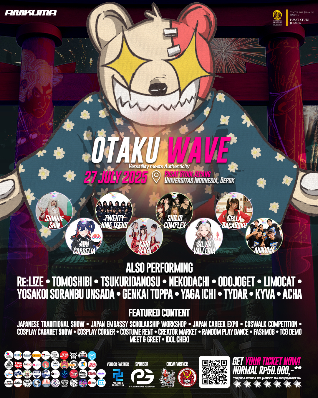 kaorinusantara's tweet card. Siap ngevent lagi di UI? Nantikan Otaku Wave 2025 di Pusat Studi Jepang Universitas Indonesia pada 27 Juli 2025 ini! | KAORI Nusantara