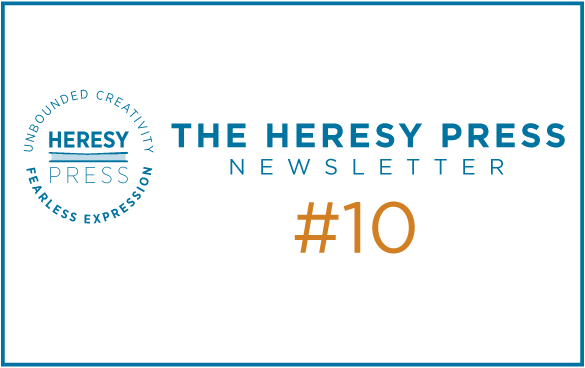 InfoHeresy's tweet card. In this issue: News; guest essay by Jonah Winter; Book Club announcement; call for submissions; gift ideas.