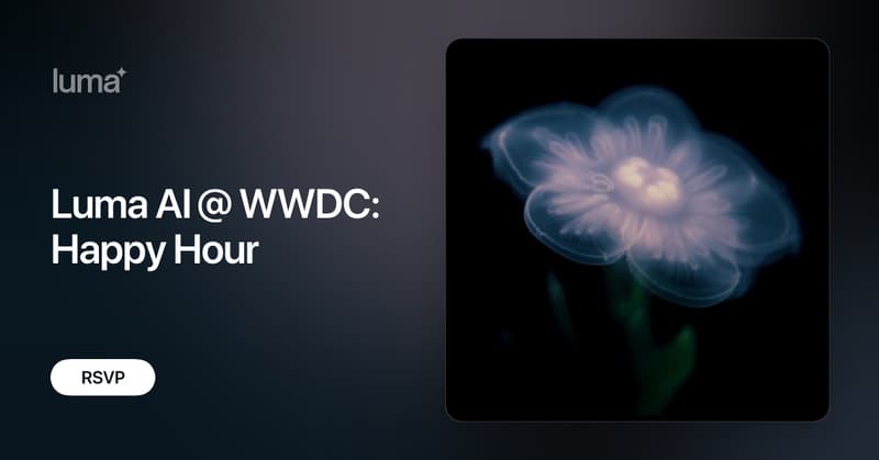 RoberaGeleta's tweet card. Come meet the Luma AI team at our WWDC Happy Hour. Join fellow iOS developers, designers, and creative technologists for drinks, good conversation, and a peek…