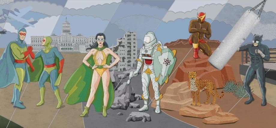 MundoSuperman's tweet card. James Gunn ha compartido un primer vistazo oficial al mural que adorna las paredes del Salón de la Justicia, en el que aparecen representados varios personajes que podrían llegar a aparecer en el DCU.