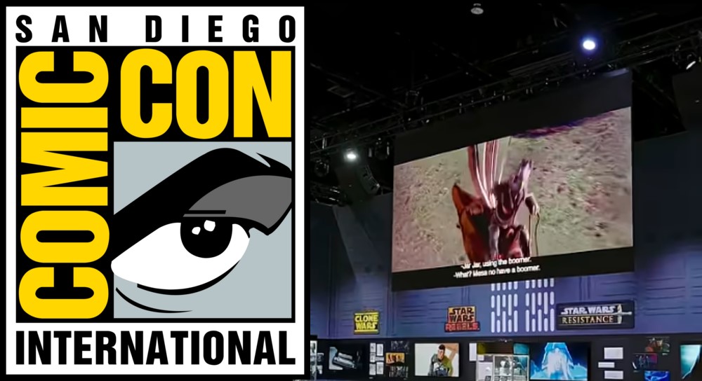 FanthaTracks's tweet card. Take a walk around the Lucasfilm Pavilion at San Diego Comic Con.