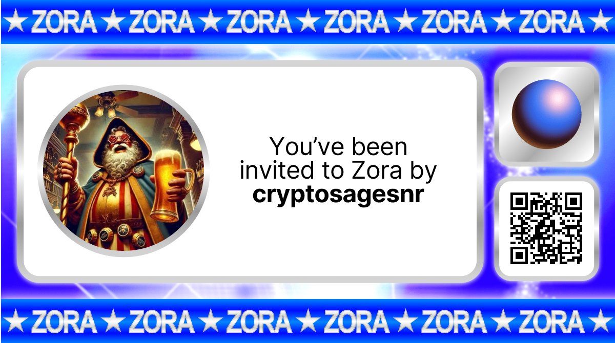 CryptoSageSnr's tweet card. You've been invited to Zora by cryptosagesnr