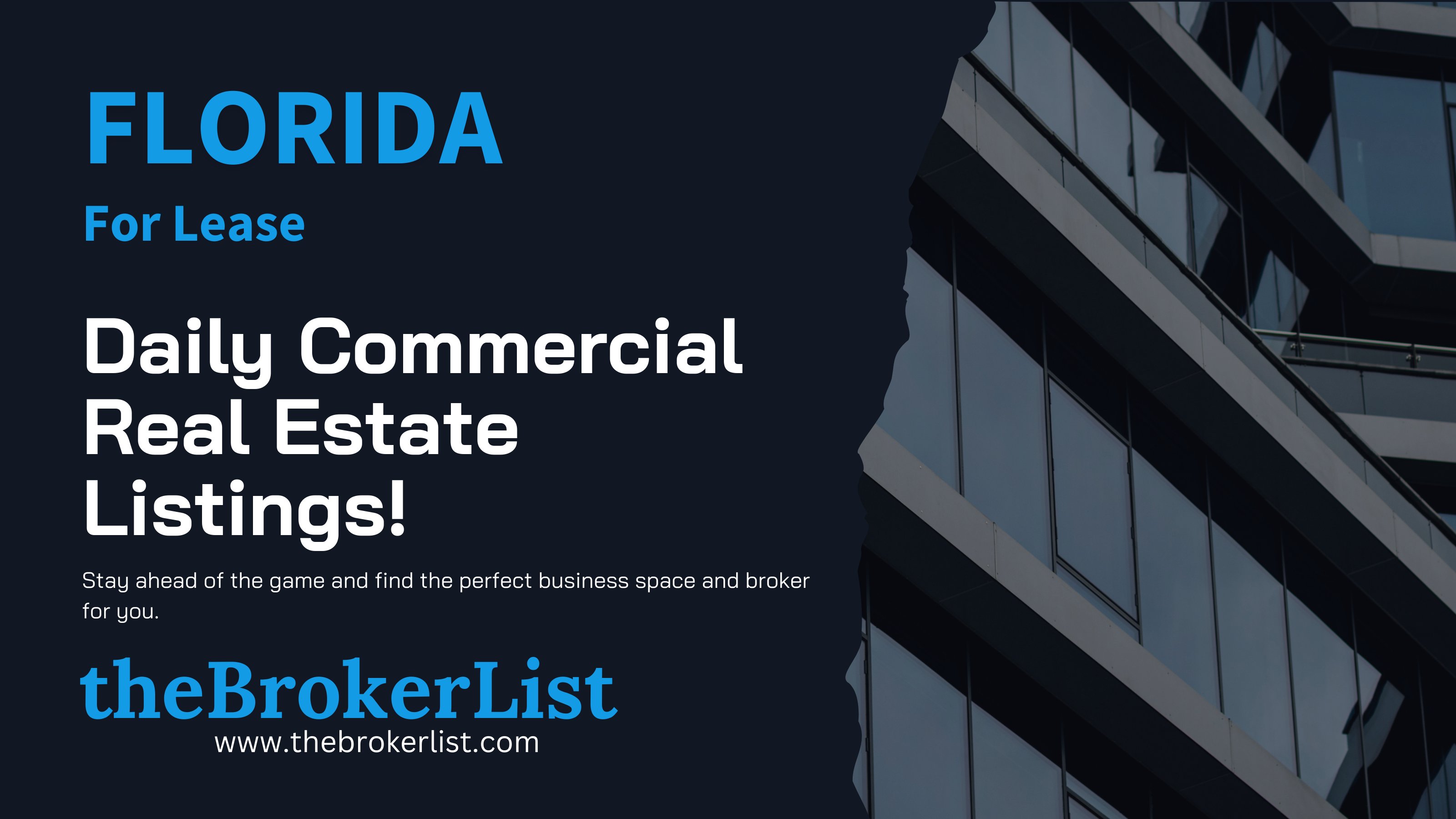 theBrokerList's tweet card. We are thrilled to provide a daily digest of geographic-focused, #CRE For Lease listings from your local theBrokerList colleagues. Below is the digest for #Florida #CRE.