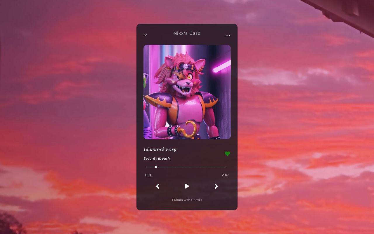 Th4tonefreak's tweet card. Spotify themed music player Carrd