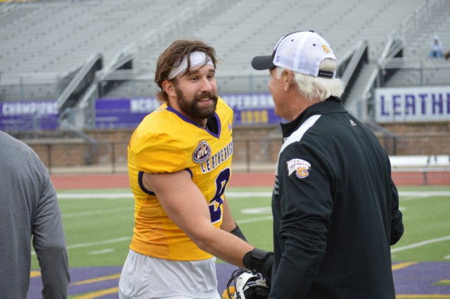 PSPigskin's tweet card. Senior defensive end Peyton Bradford, who ended last season with a three-sack performance, returns as “our leader and as our catalyst on defense,” according to head coach Joe Davis.