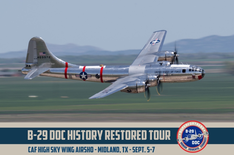 B29DocsFriends's tweet card. DOC will be a featured performer during the show and will also be available for B-29 DOC Flight Experience rides in Midland, TX, Sept. 5-7.