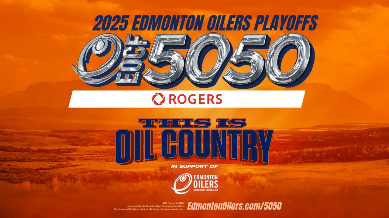 EDSSociety's tweet card. The largest game day 50/50 in professional sports! The Edmonton Oilers 50/50 is live and offers even more opportunities to win!