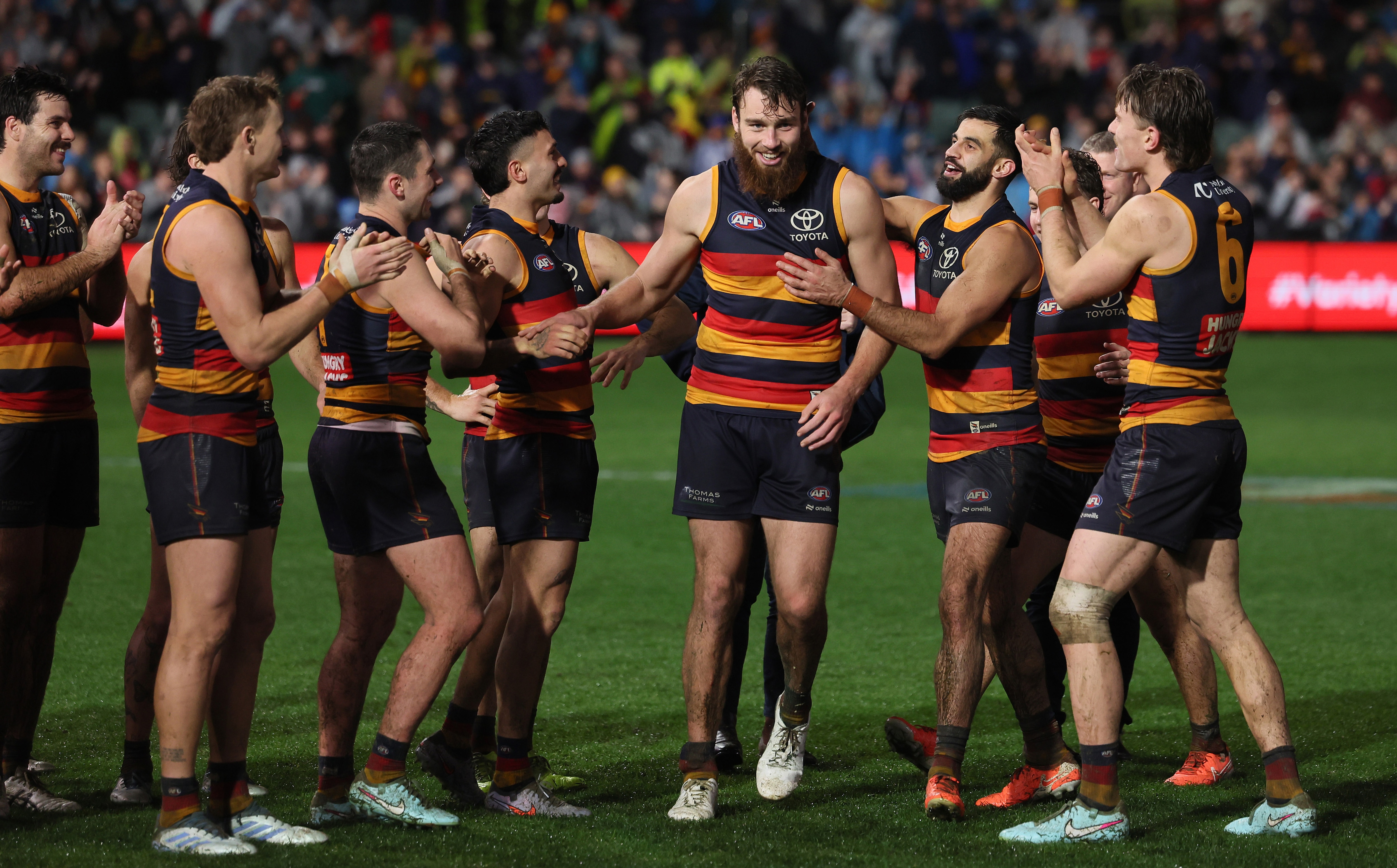 Adelaide_FC's tweet card. Thilthorpe claimed his first Showdown medal