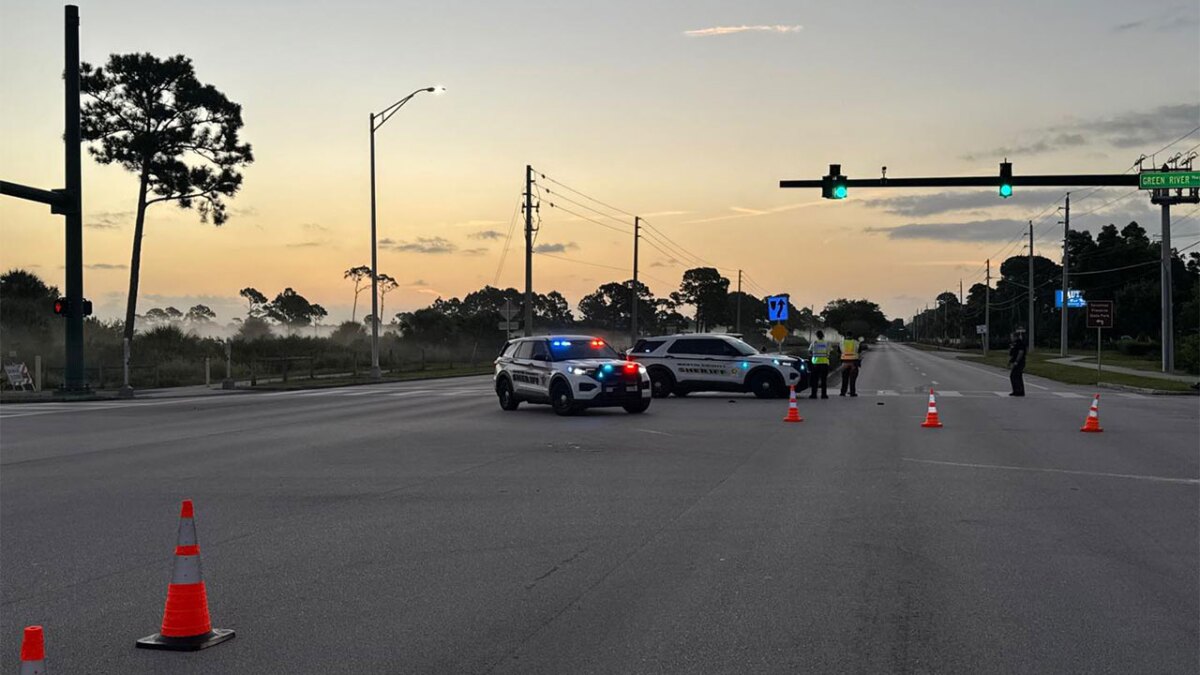 WPTV's tweet card. A bicyclist was seriously injured after being hit by a Martin County Sheriff's deputy who was utilizing his car's lights and sirens to respond to another crash.